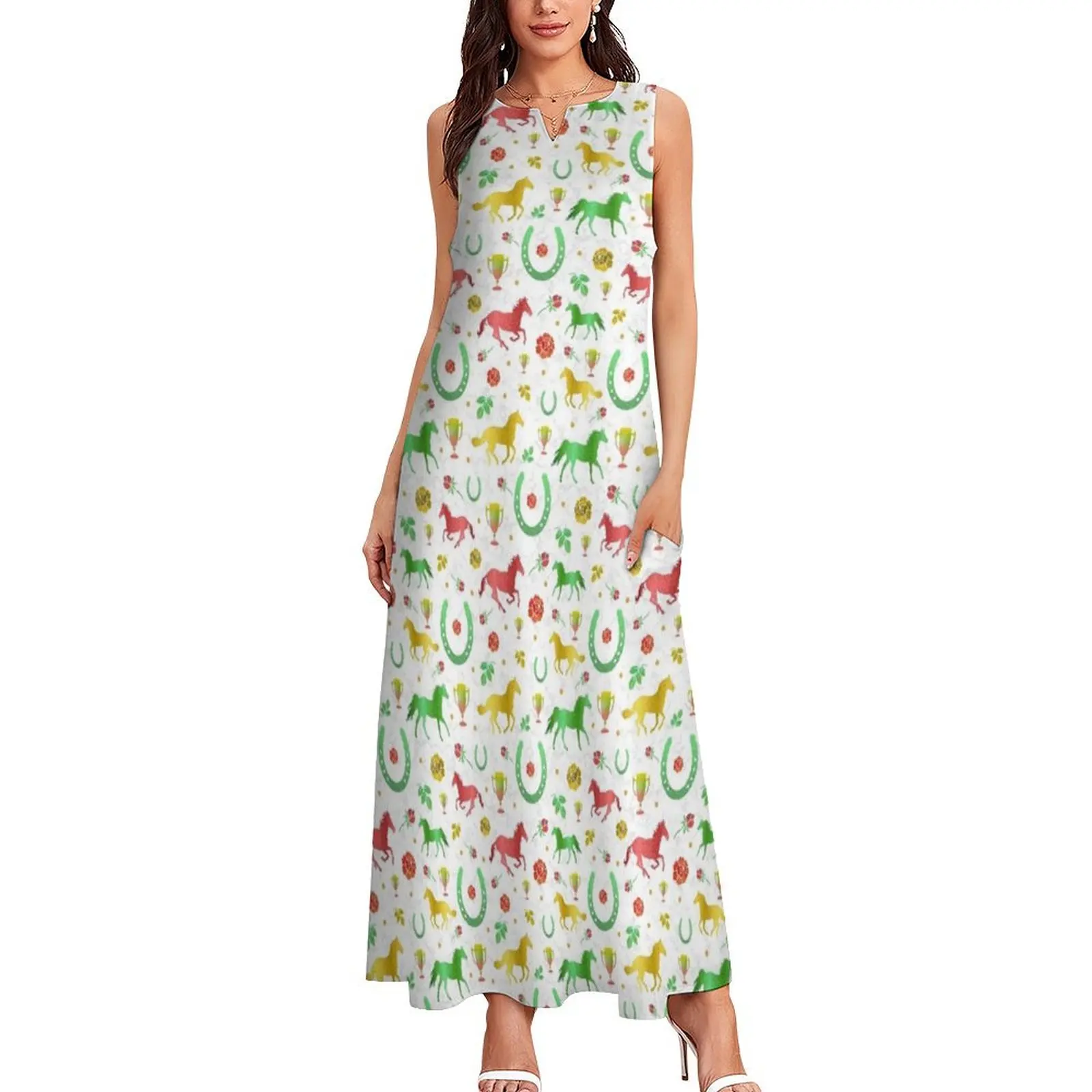 Horse Racing Derby Day Party Colorful Spring Pattern Long Dress cocktail dresses long dress women summer woman dress 2024