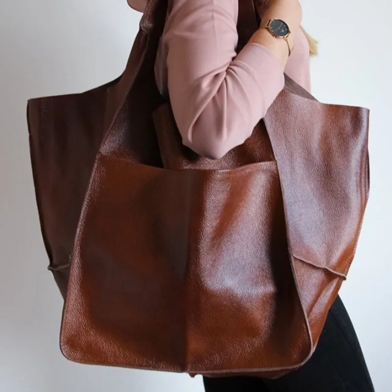 Soft PU Leather Large Capacity Tote Bag Casual Multi Pocket Handbag Shoulder Bag for Women Daily Shopping Work Travel Use