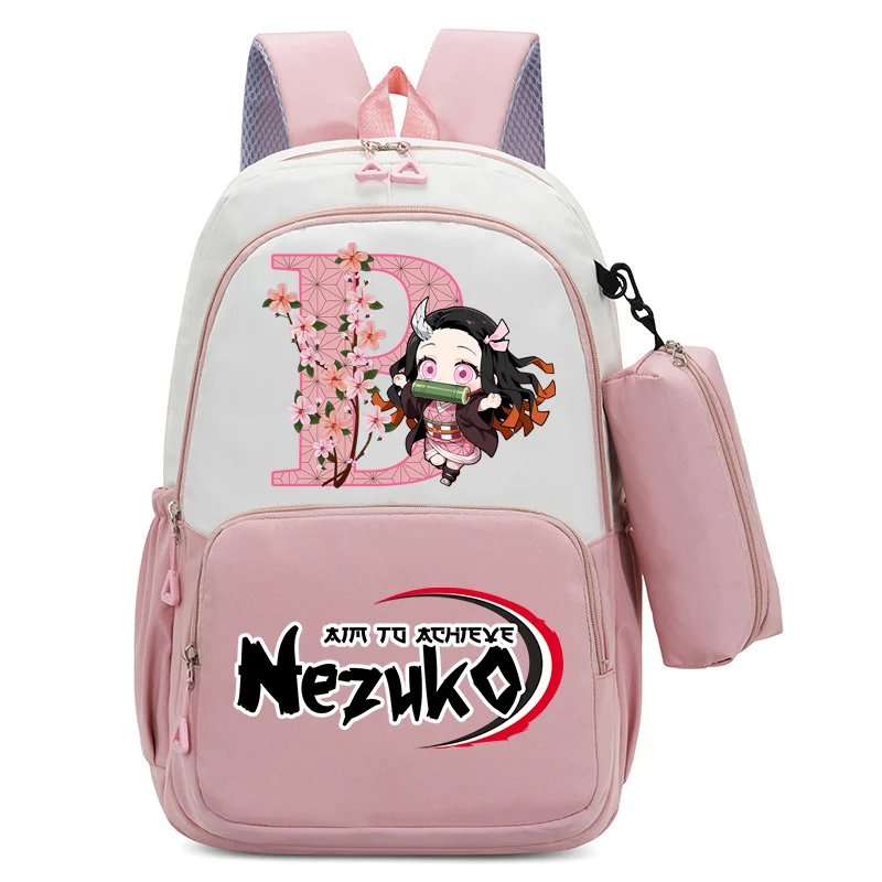กระเป๋าเป้สะพายหลังอนิเมะดาบพิฆาตอสูร เนซึโกะ ชุด 2 ชิ้น กระเป๋าใส่ดินสอ น่ารัก ความจุเยอะ เหมาะสำหรับเดินทาง น้ำหนักเบา ของขวัญสำหรับนักเรียน