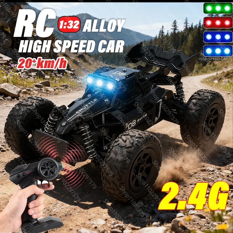 2026 New Alloy RC Car 1:32 2.4G Model With LED Light 2WD Off-road Remote Control Climbing Vehicle Outdoor Drift Car Kid Gift Toy