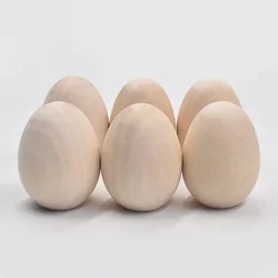 12/24pcs Unfinished Wooden Eggs, Smooth Solid Wood Faux Eggs for DIY Craft, Easter Decor, Painting, Staining, Baby Shower