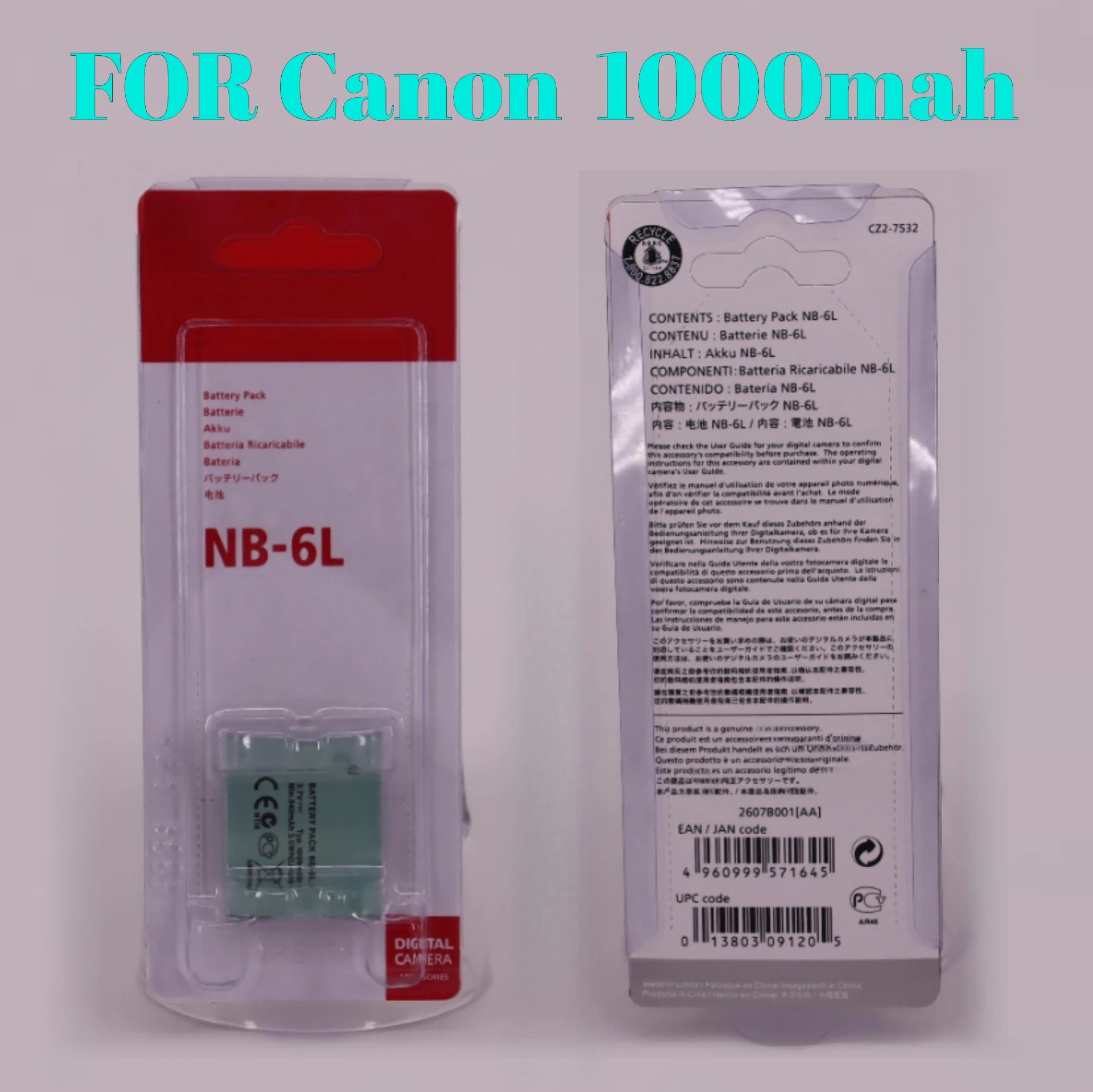 Bateria NB-6L 1000mAh de alta capacidade decodificação completa para Canon IXUS 95 IS 100 110 115 HS SX240 HS SX260 SX280 HS