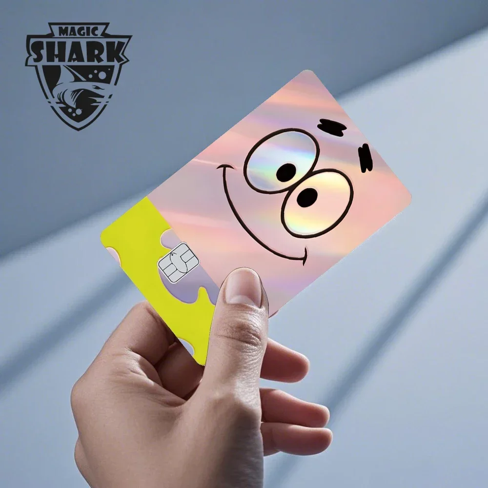 Kawaii سبونجبوب باتريك ستارز ثلاثية الأبعاد الجلد الليزر تسلق ملصق غطاء الفيلم لبطاقة بنك الائتمان الخصم لا تتلاشى