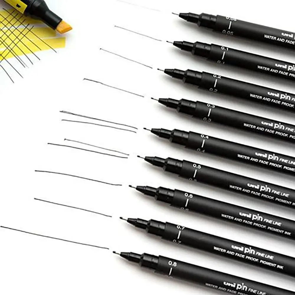 6 teile/los ultra feine Linie Pin Zeichenstift 005 01 02 03 05 08 Mikron Pigment Fin eliner schwarze Tinte Büro Schule Set Kunst Marker