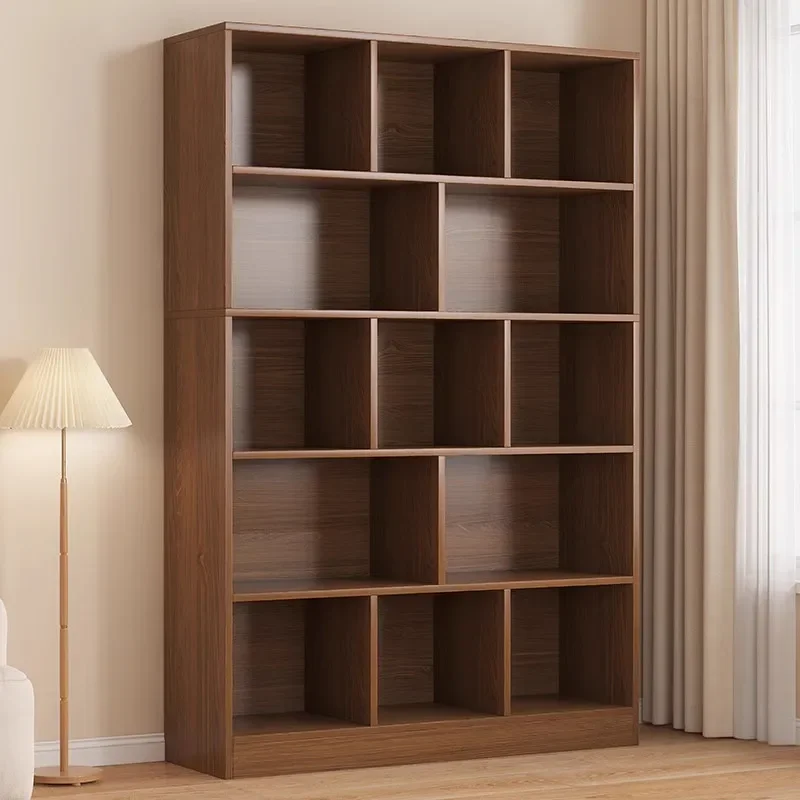 Floor to Ceiling Bookshelf Solid Wood Color Whole Wall Cabinet Living Room Grid Storage Locker Integrated Against the Wall