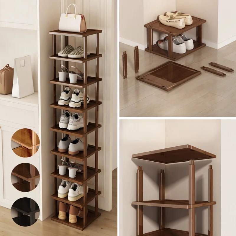 Multilayer Bamboo Simple Shoe Rack Shoe Rack Household Doorstep Storage Rack Small Household Shoe Storage Tool Corner Organizer