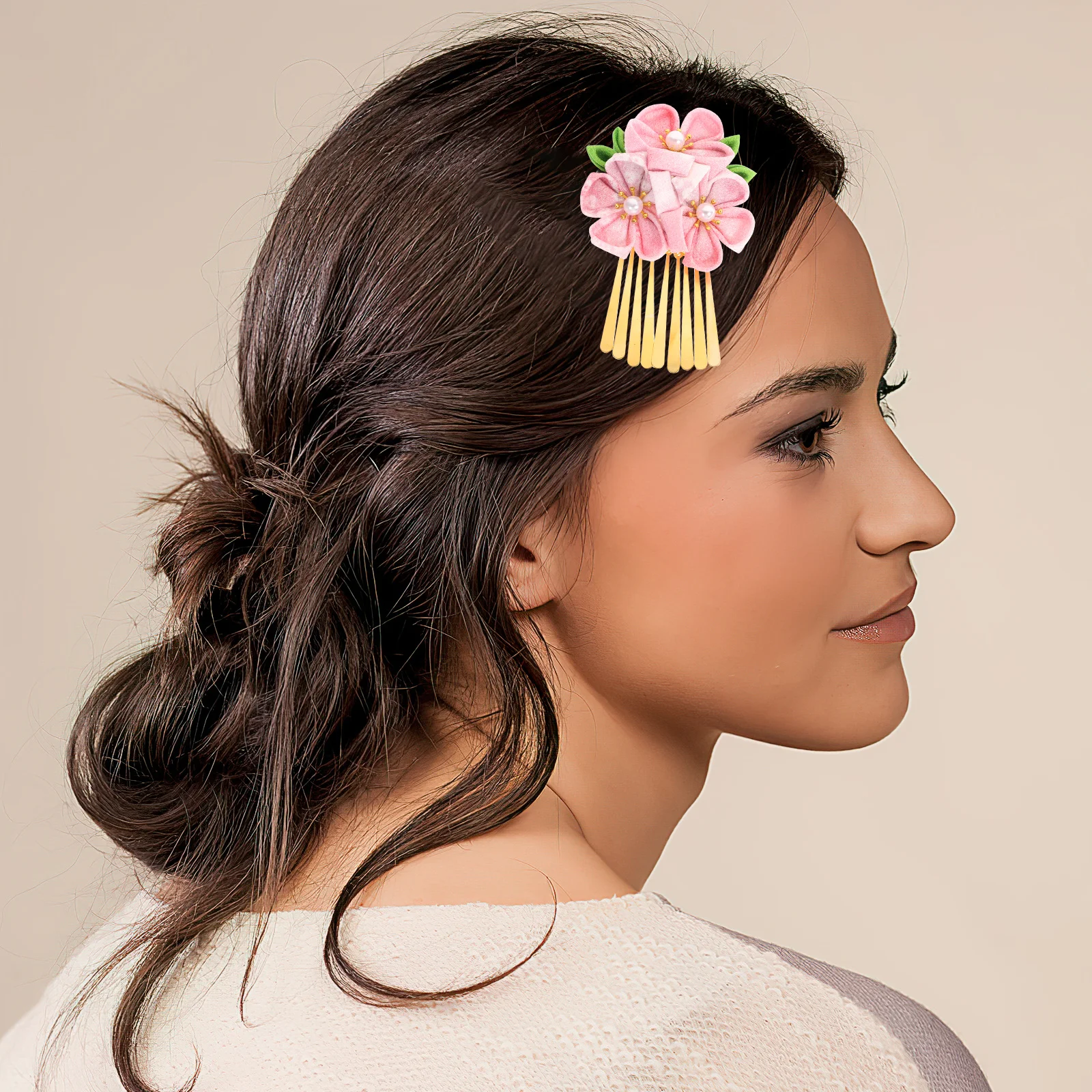 

1pcs Flower Clips For Hanfu Kimono Japanese Style Hair Accessory Cloth Floral Hairpins Vintage Barrette Festival Wedding Party