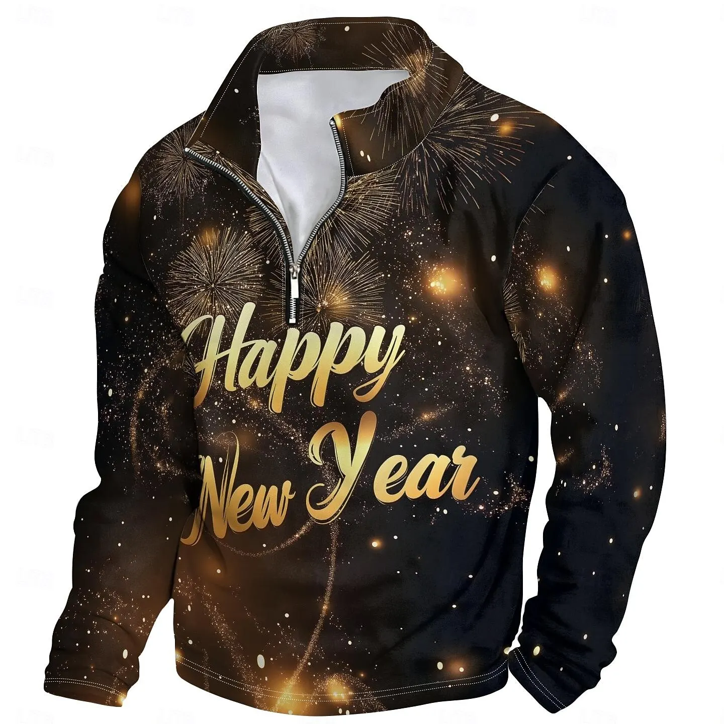 

Merry Christmas Autumn Winter Casual Loose Men Sweatshirts Half Zip Long Sleeve Stand Collar Top Fashion New Year X'mas Clothes