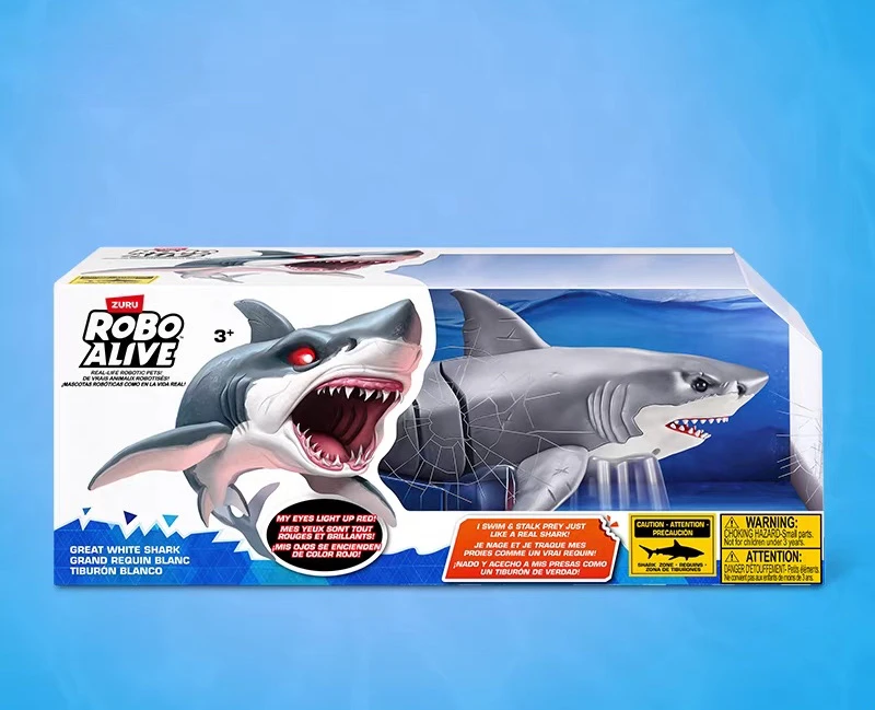 ZURU Robo Alive Simulation Shark Swinging in Water Model Giant Toothed Shark Toy Boy