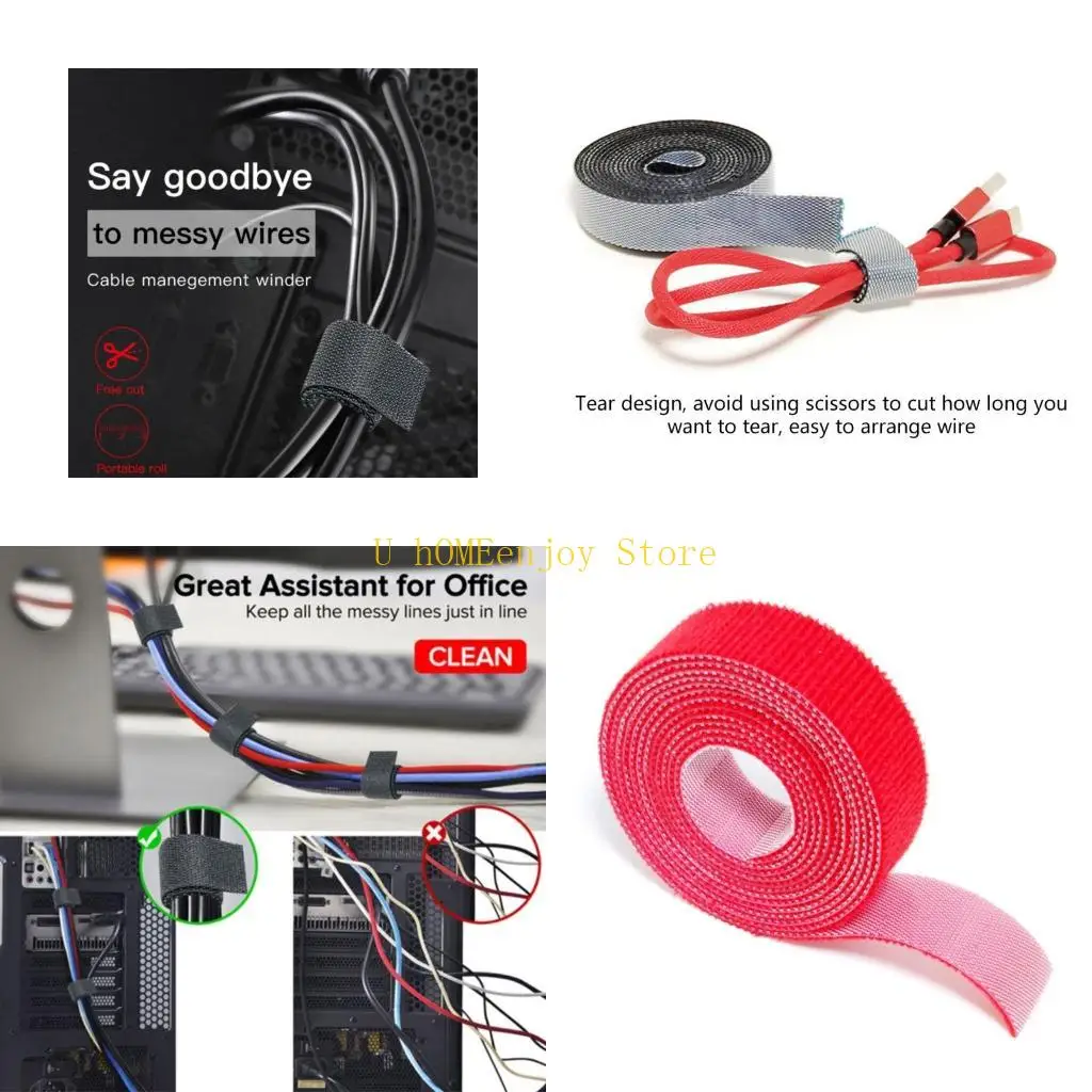 

B0KF 1METER Прочная липкая крючка лента USBCABLE WINDER CABLE Организатор мыши