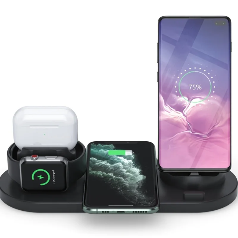 Wireless Charging Stand Station with Type-C Compatibility for iPhone 14 13 12 11 Pro Max and Samsung Xiaomi - 5 in 1 Multi-funct