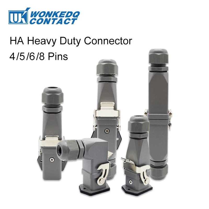 HA Heavy Duty Connector Kit 4/5/6/8 Core Pins Male&Female Insert Plug HDC-HA Rectangular Waterproof Industrial Aviation Socket