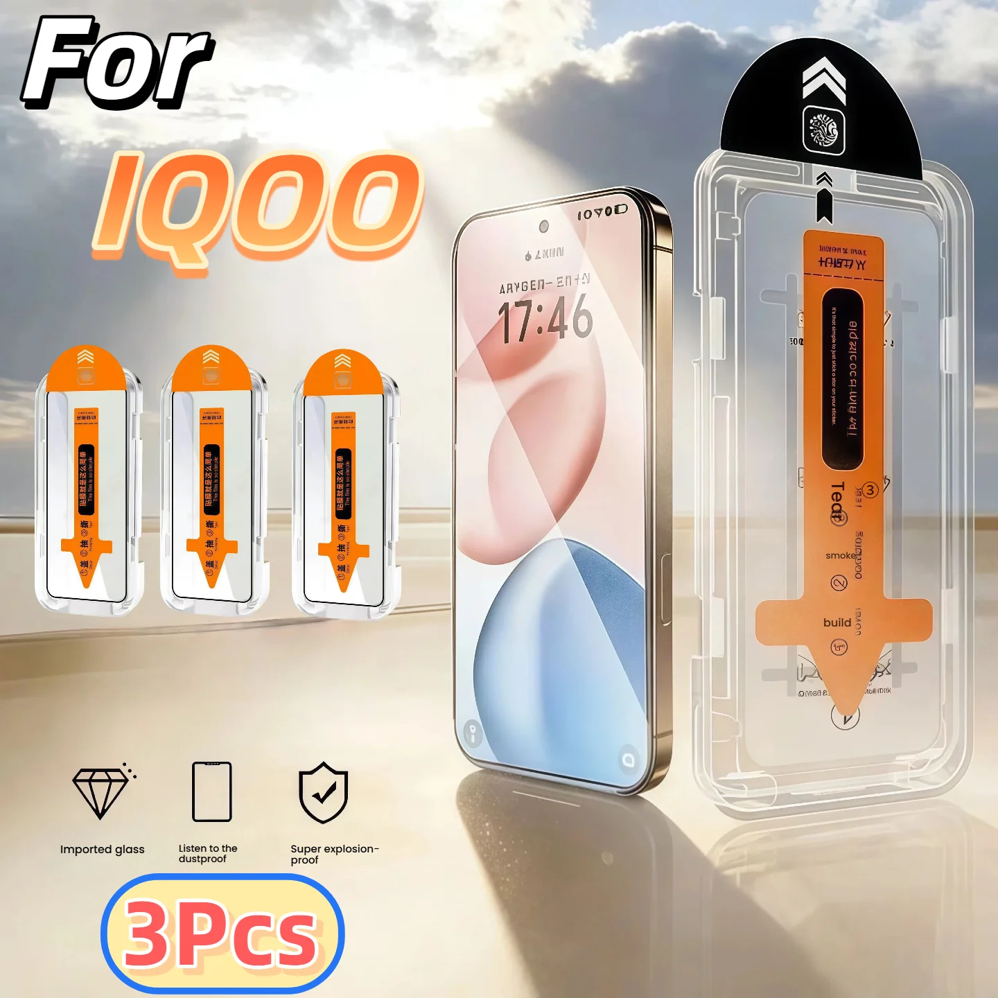 

3-piece set compatible with VIVO iQOO Neo3 5 6 7 8 9 10 pro se U Z 12 13 15 series phone screen HD tempered glass protector