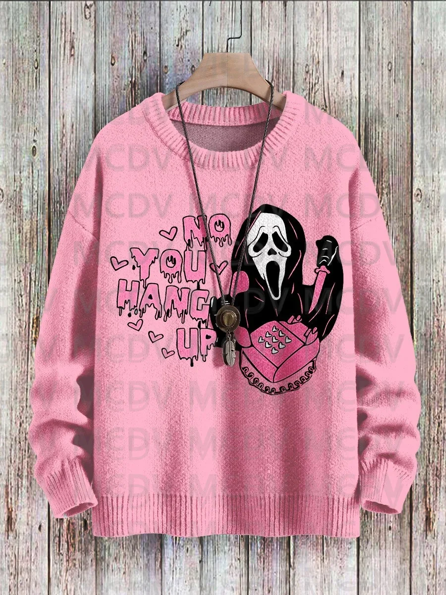 Halloween Pumpkin Ghost Vintage Art Vibe Print Sweater Men's For Women's Pullover