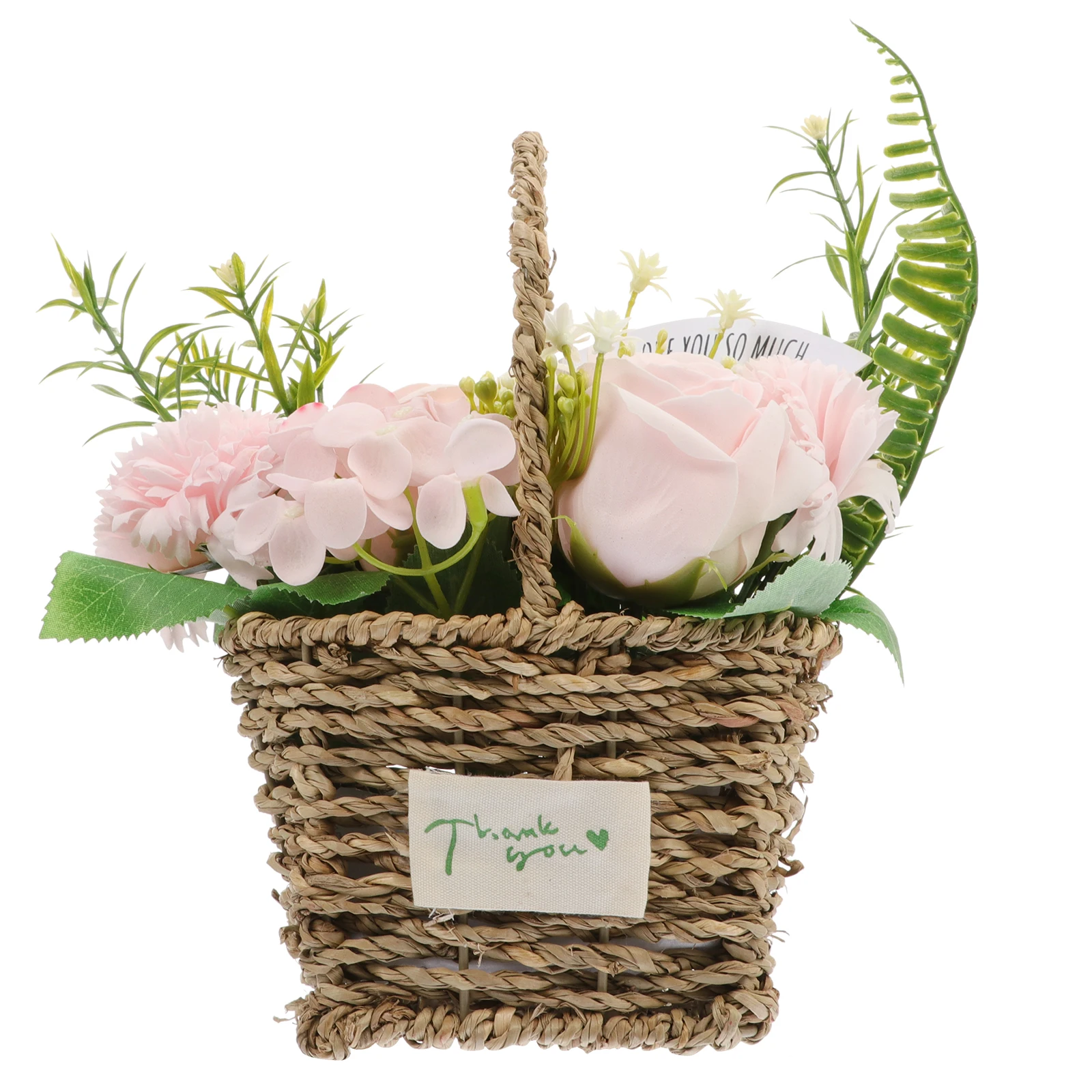 

Soap Rose Bouquet Pink Bamboo Basket Artificial Flowers Handmade Non Withering Valentine Gift Soap Flower Petal Arrangement Long