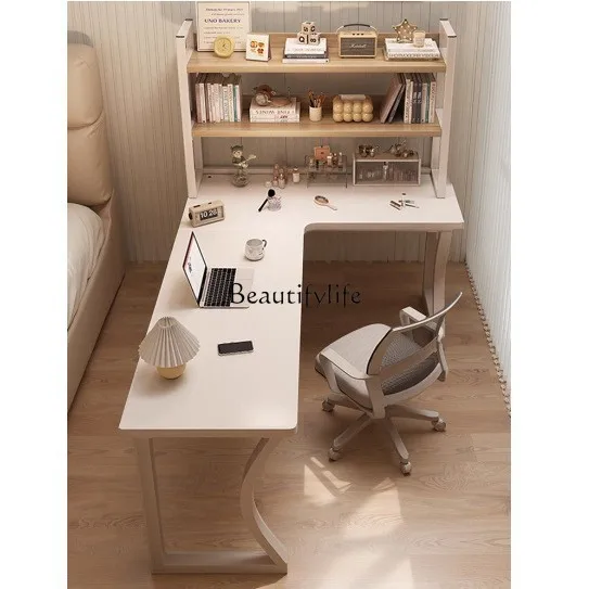 Corner desk bookshelf integrated simple office workbench