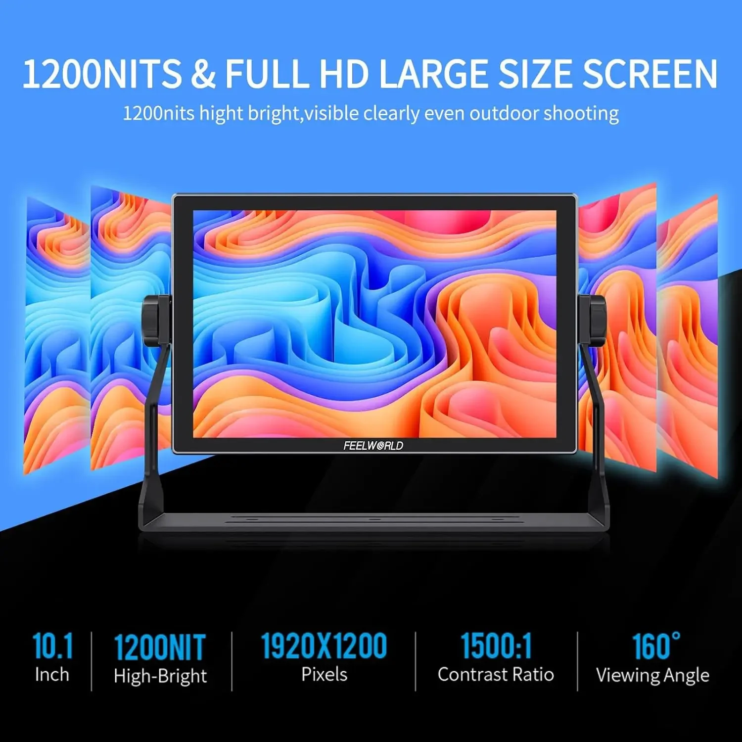 Feelworld S10 10.1 بوصة 12G-SDI 1200nit الألومنيوم مجال الكاميرا DSLR شاشة تعمل باللمس الموجي HDR ثلاثية الأبعاد LUT Out