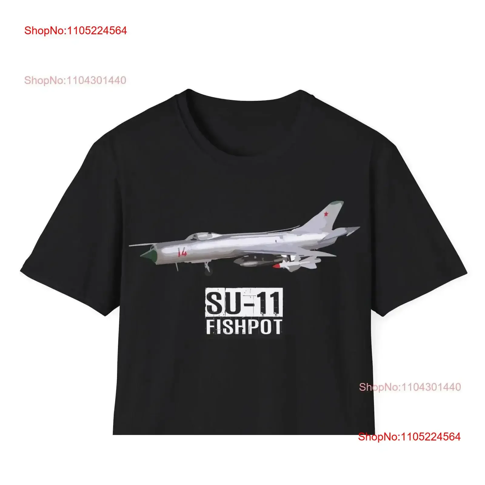 

Su 11 Fishpot T Shirt Fighter Jet Aircraft Military Plane Aviation Soviet vintage Washed Stylish fashion Casual Stretched