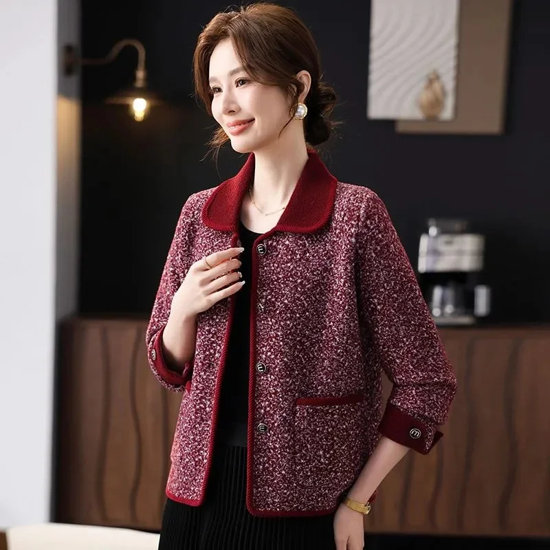 Small Fragrant Jacket Women's Spring Autumn2025New Fashion Coat Short Middle-Aged Mother Overwear Temperament Ladies Outcoat Top