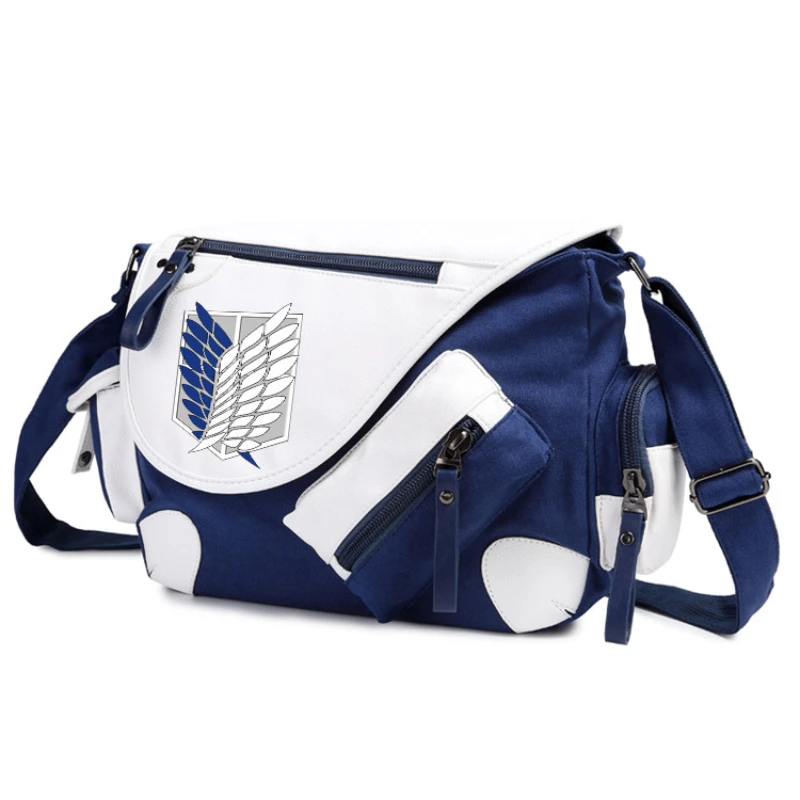 Tas Logo Sayap Kebebasan Raksasa Serangan Anime Baru Tas Warna Kontras Tas Tangan Grosir Tas Bahu Hadiah Pria dan Wanita