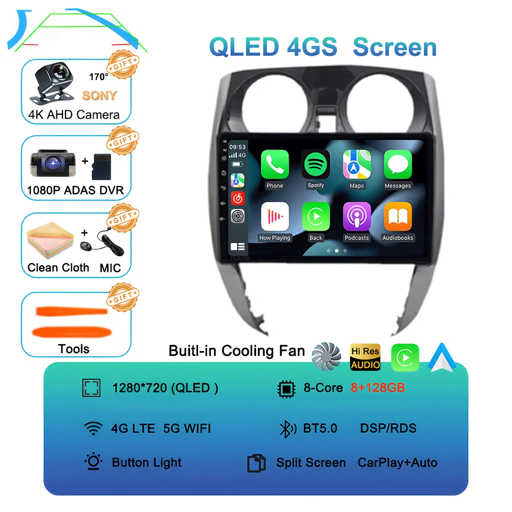 Android 16 Auto voor Nissan Note 2 E12 2012 - 2021 autoradio 2 Din stereo multimediaspeler GPS navigatie Carplay WIFI+4G - afbeelding 1