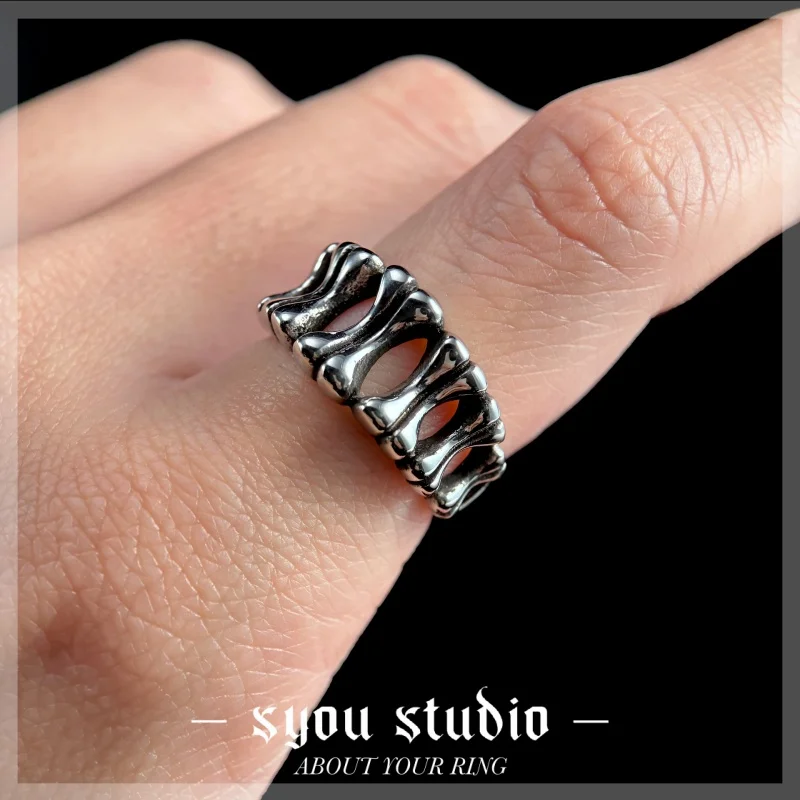 Vintage Skull Bones Stainless Steel Ring Gift For Men Gothic Women Punk Halloween Skeleton Retro Unique Jewelry Party Couple