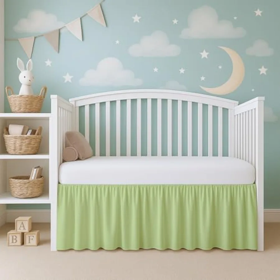 

Infrant Crib Bed Skirt Dust Ruffle with Split Corner, 100% Natural Cotton Nursery Crib Toddler Bedding Skirt for Baby Girls or