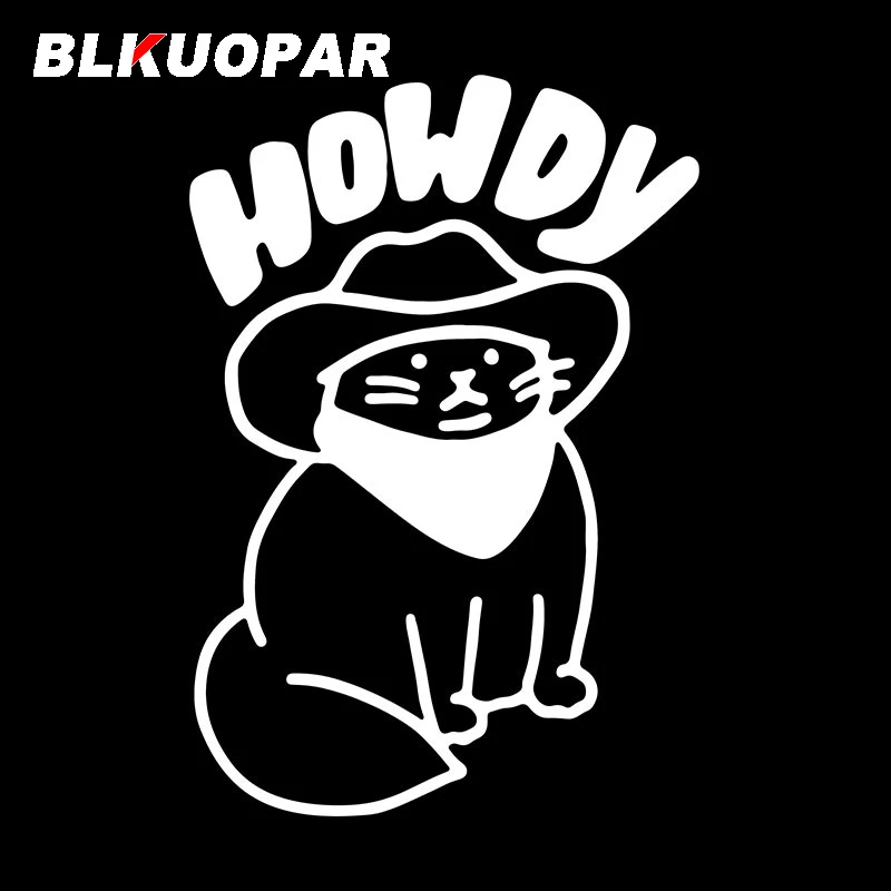 BLKUOPAR Howdy Cowboy Cat Car Stickers Cute Animal Decal Sunscreen DIY Die Cut Windows Surfboard Car Accessories