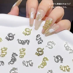 TSZS 10pcs/lot 2024 3D Alloy Silver Gold Chinese Dragon Nail Decorations New Year Chinese Dragon Nail Art Charms