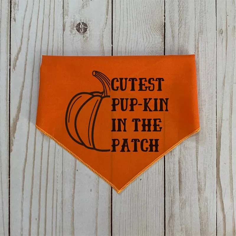 Cutest Pup-kin In The Patch Halloween Triangular Scarf Lovely Pumpkin Fall Bandana Gifts for Dog Animal Accessories Handkerchief