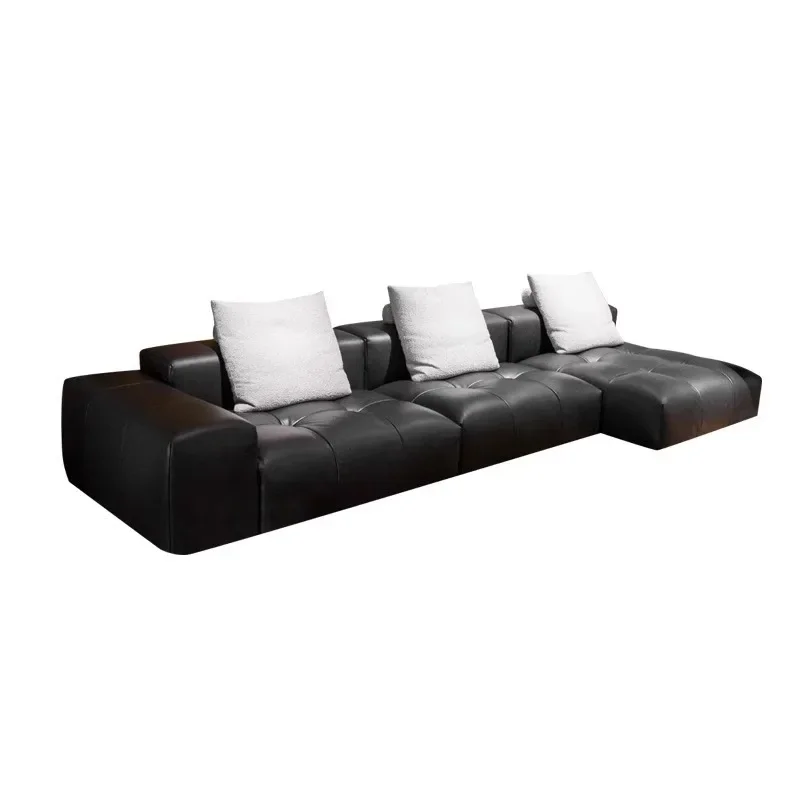 

Italian minimalist pixel sofa high-end original large flat layer first layer cowhide modern