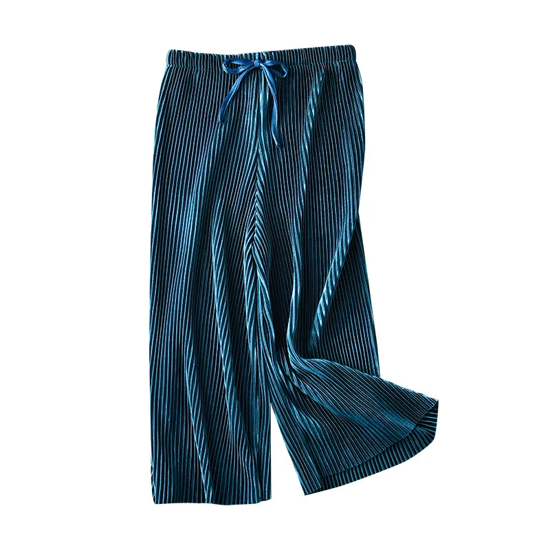 2-14Y Children's Pleated Wide Leg Pants 2024 Summer Teenage Girls Loose Casual Chiffon Ankle-length Pants Toddler Kids Trousers