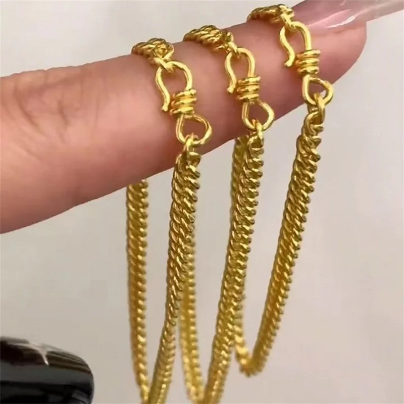 

Элегантный кубинский браслет из 18-каратного золота AU750 — унисекс, минималистичный стильный изящный браслет для пары, модные ювелирные изделия в подарок