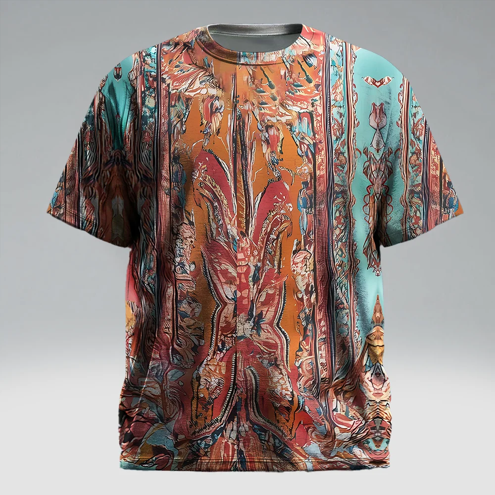 

Мужская футболка с коротким рукавом больших размеров S-9xl: этническая шикарная атмосфера — элегантные принты с племенным узором, устойчивые к морщинам и нежные прогулки