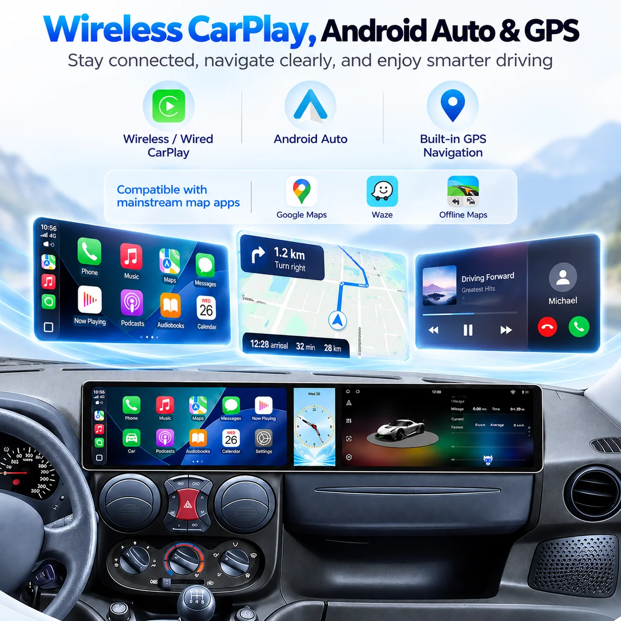 Dual 12.3 Inch Android 15 Car Radio For Suzuki Vitara 2022-2026 Triple Screen Wireless CarPlay Android Auto Multimedia Player