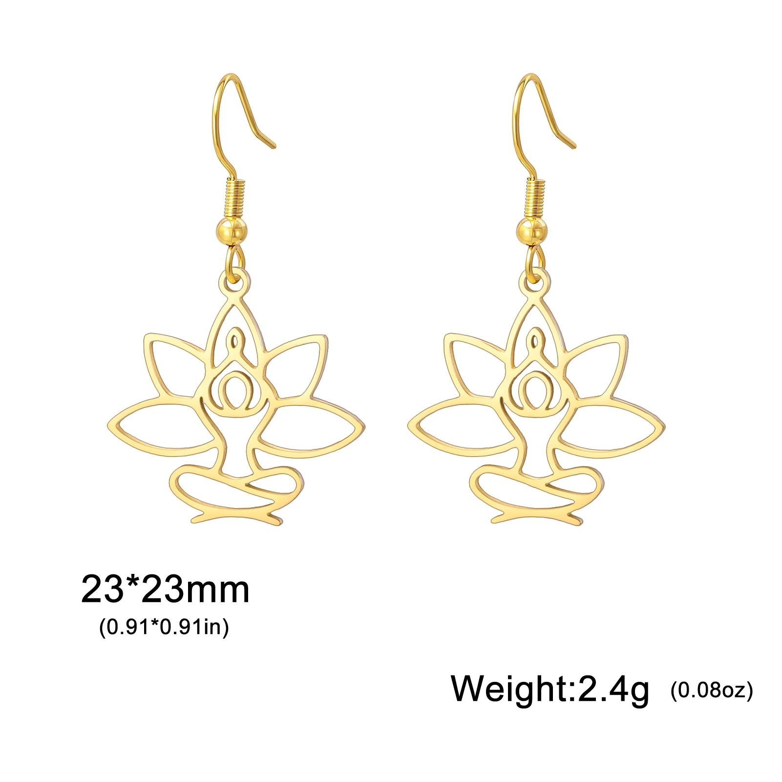 Lucktune Moksha لوتس زهرة استرخى يوغو رمز أقراط خمر الفولاذ المقاوم للصدأ Padmasana المرأة القرط البوذية مجوهرات هدية