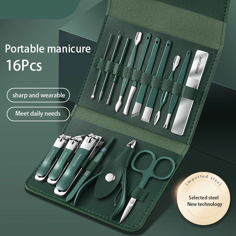 New 12-16 set of portable nail clipper set Nail clipper stainless steel pedicure professional kit Beauty manicure set