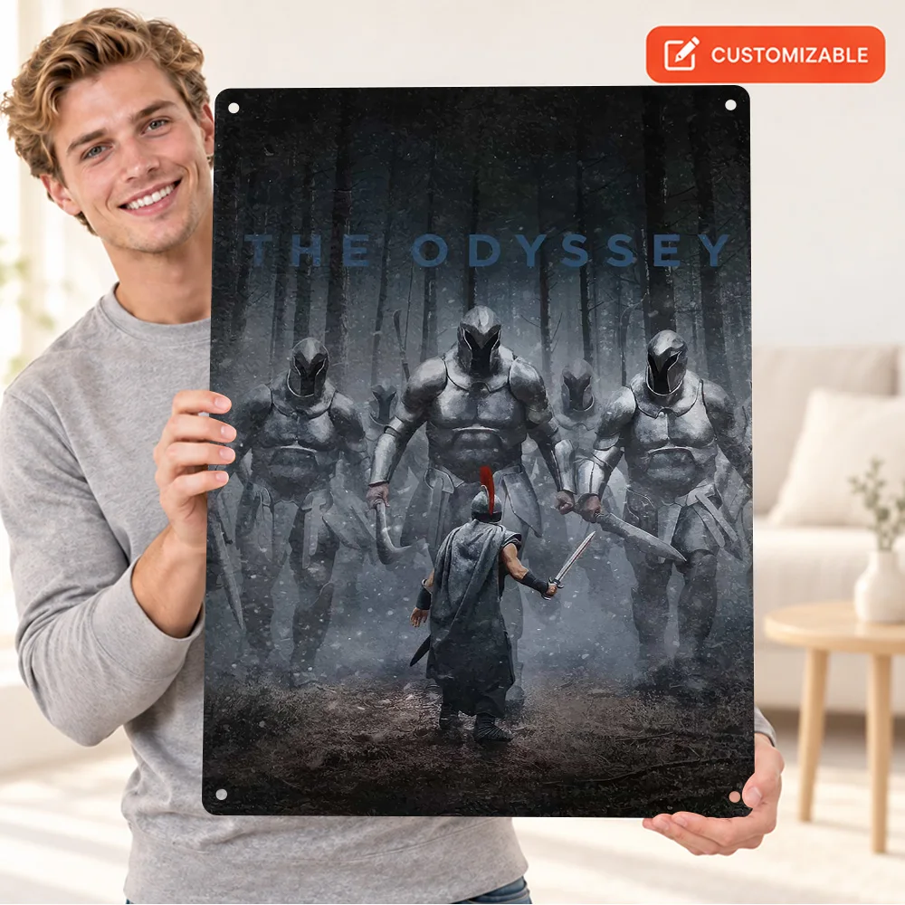 The Odyssey Warrior Facing Giants Printed Poster Personalized Aluminum Metal Sign Cinematic Photography Wall Art In Home Theater