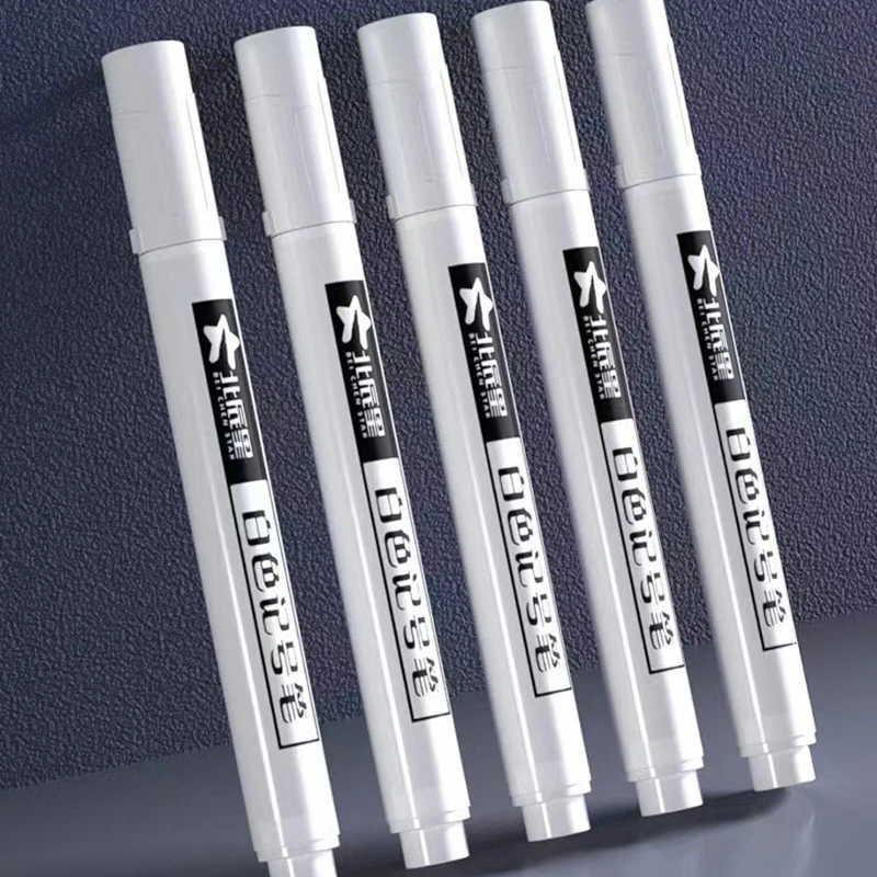 1pc White Marker Pen Oil Thick Nib Waterproof Art Special Fast Drying For Metal Rubber Engine Screw Graffiti Marker