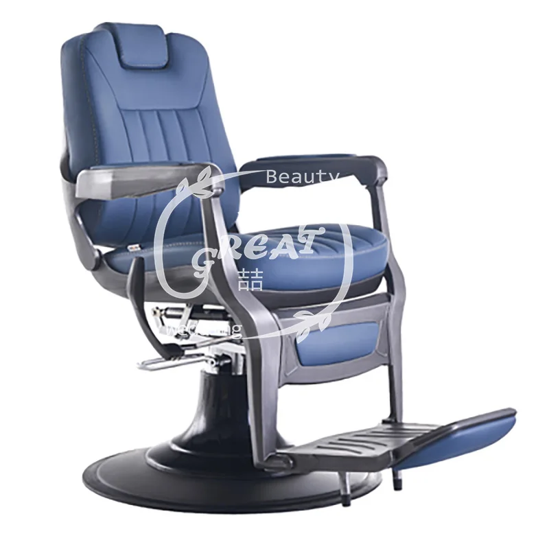 

Modern Hair Salon Styling Chair Blue Synthetic Leather Hydraulic Pump Hairdressing 2022 Barber Chair