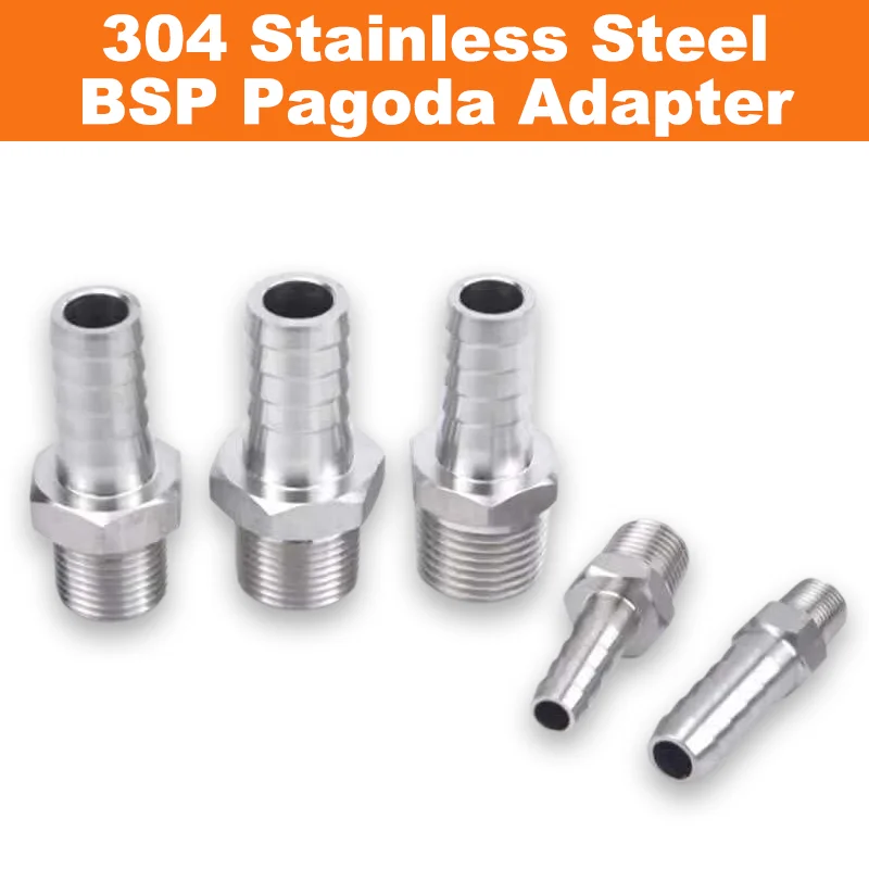 

Соединитель для шланга из нержавеющей стали 304, 1/8-1/2" BSP, с наружной резьбой, фитинг-адаптер типа «Пагода»
