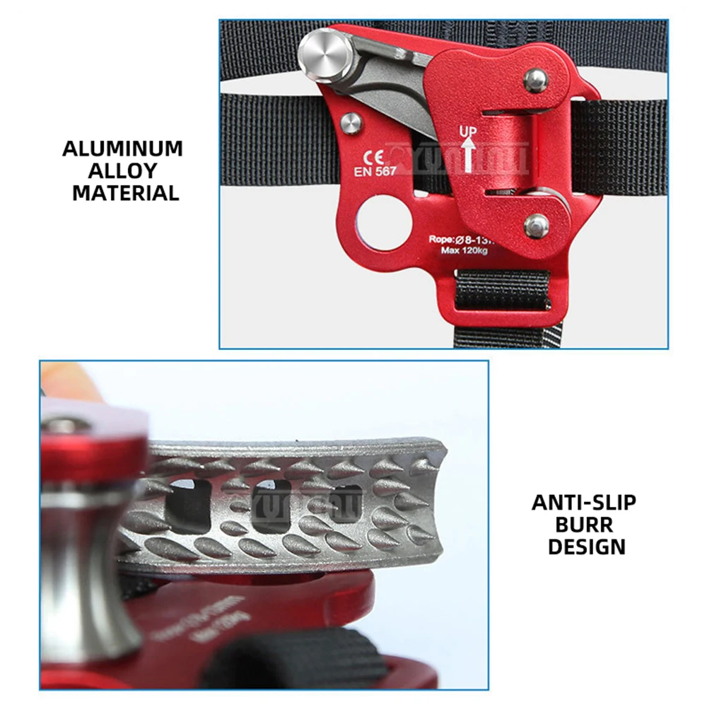 Ascender de pé para escalada, dispositivo ascendente de corda de pé esquerdo e direito para escalada e trabalho de arborista, equipamento de escalada de corda