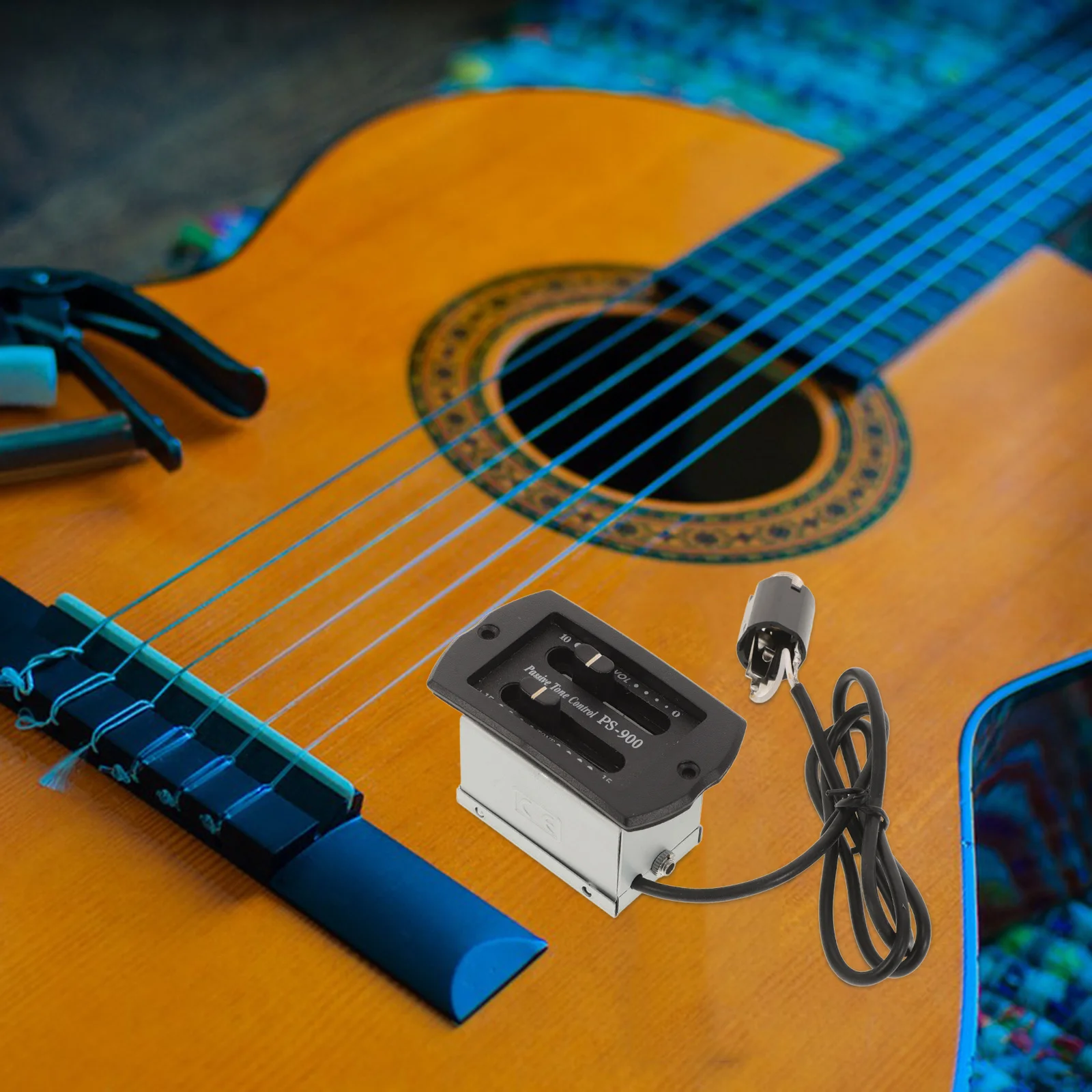 

Classical Guitar Pickup Piezo Preamp 2-Band Equalizer No Acoustic Guitar Digital Tuner Pickup Bridge Cover