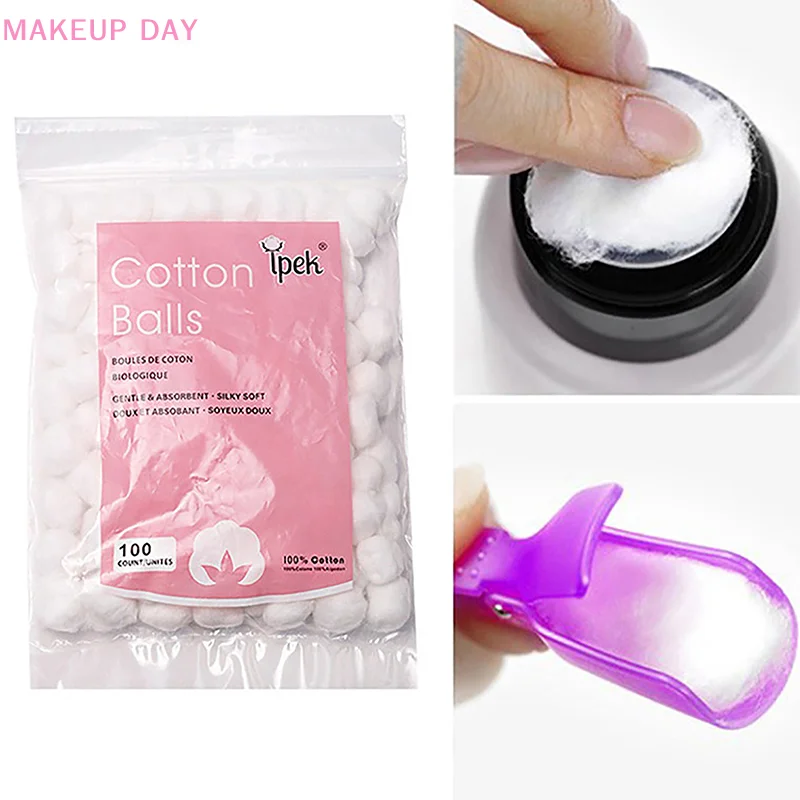 Dissolvant de vernis à ongles en laine de coton, outil IkBooks, nettoyant pour nail art, outils de manucure, 50 pièces, 100/200 pièces