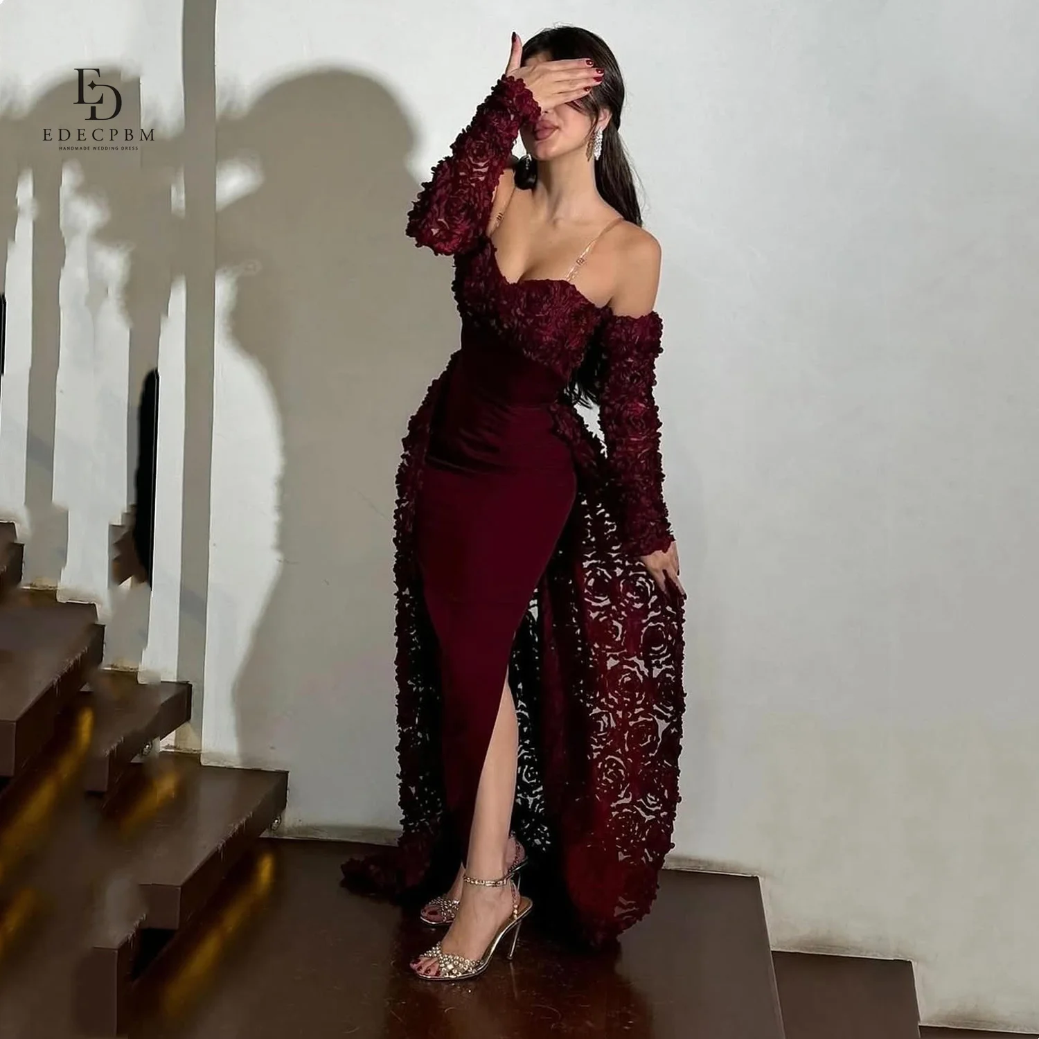 

EDECPBM Mermaid Women Evening Dress فساتين سهرة Elegant Women's Dresses for Wedding Party Vestidos De Festa Customized Burgundy