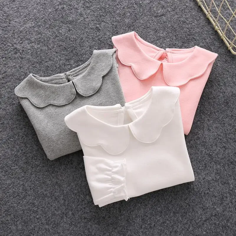 New Spring Autumn Baby Toddler Clothes School Girls White Blouse Cotton Girls Shirt Tops Kids Shirts Girl Shirts Long Sleeve