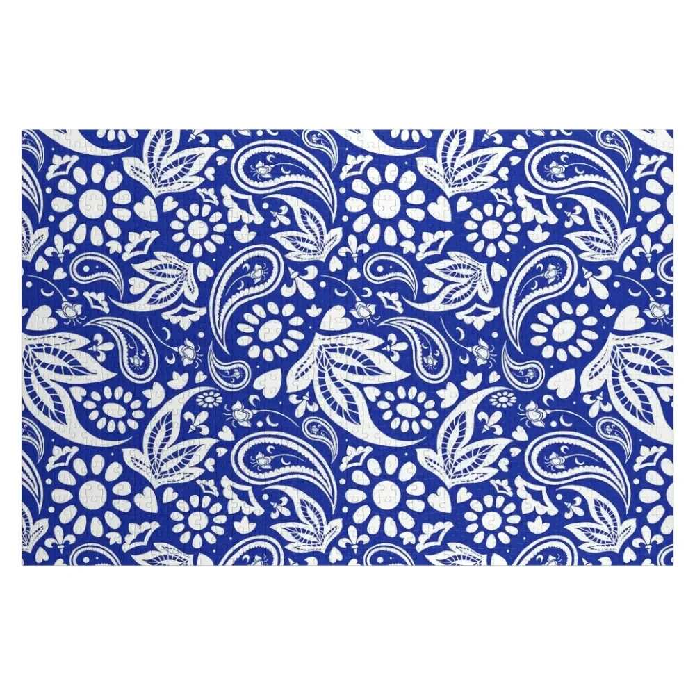 

Boho Chic Blue and White Paisley Pattern Jigsaw Puzzle Custom Child Gift Customized Gifts For Kids Toddler Toys Puzzle