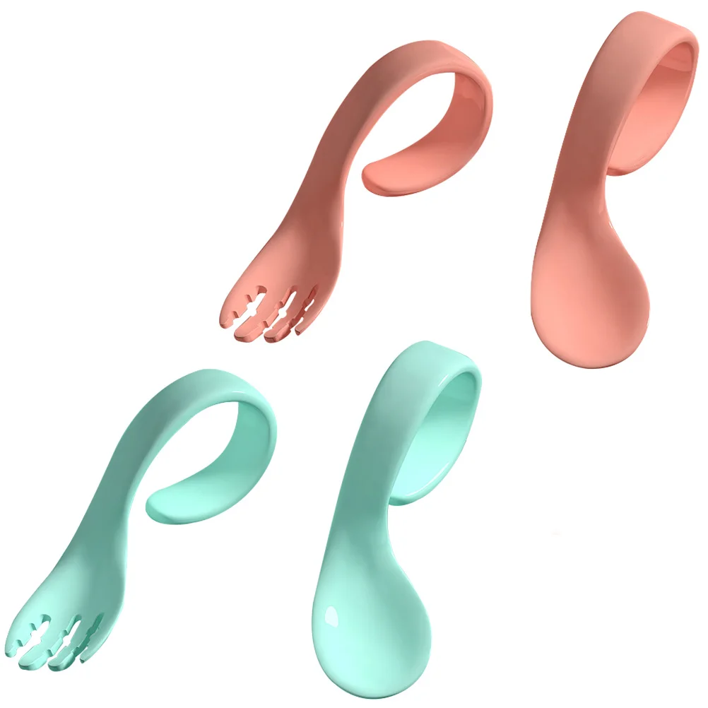

4Pcs Infant Training Spoon Fork Set Safe Anti-Skid Handle Baby Dinning Utensils Learning Tableware Toddler Cutlery Essentials