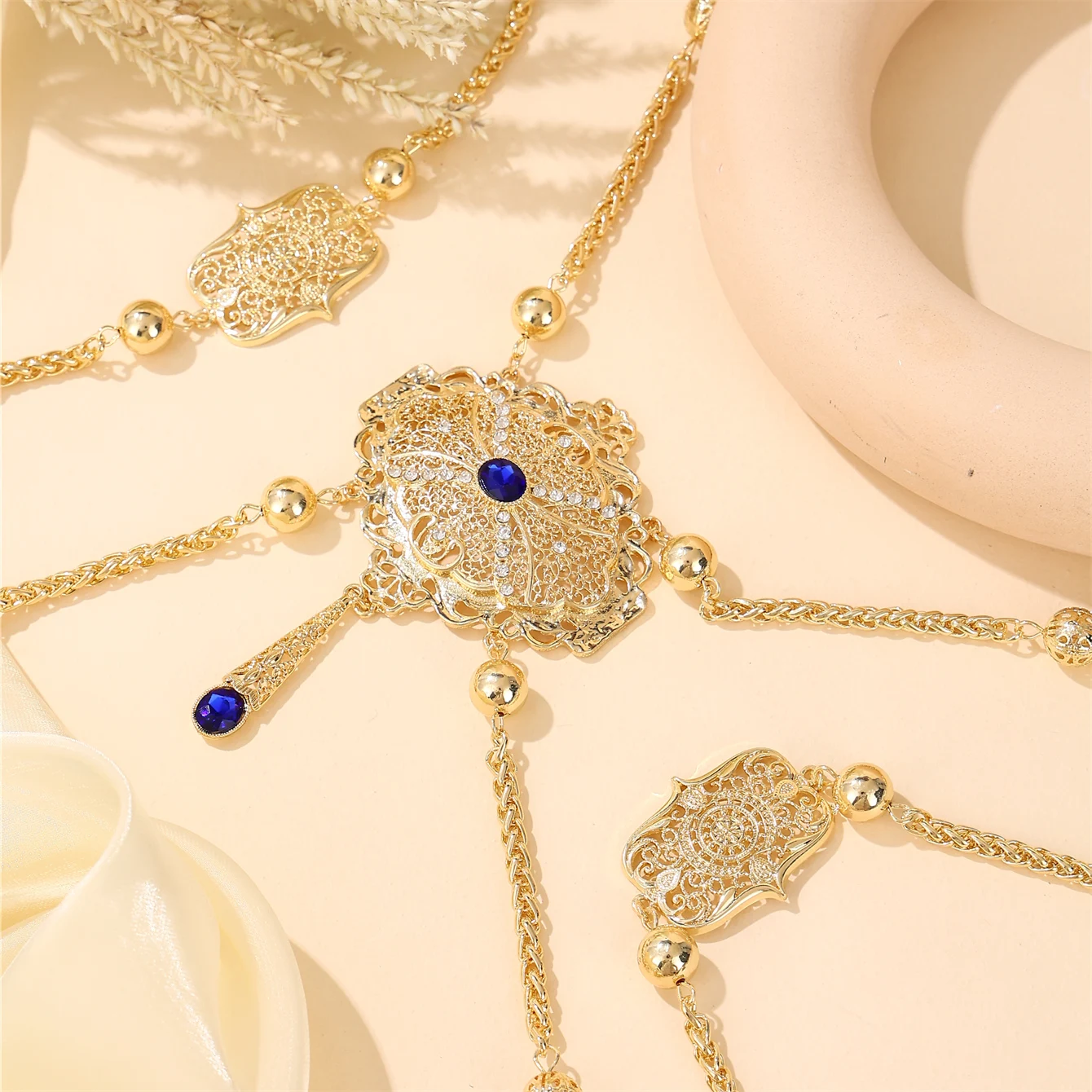 Moroccan Luxury Wedding Shoulder Chain Backpack With Large Gemstones Designed To Suit All Occasions