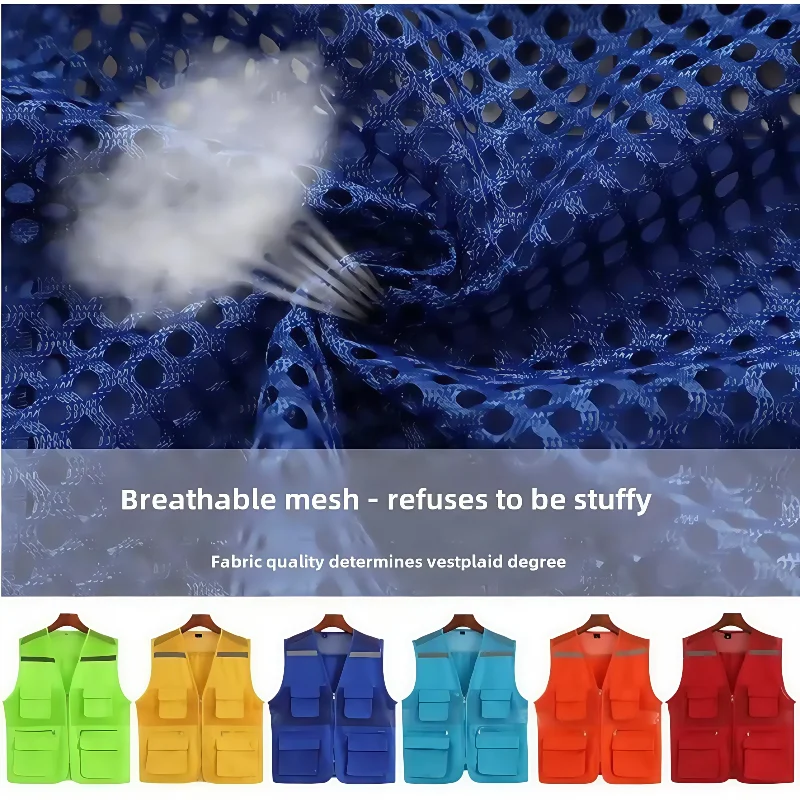 2025 Thin Mesh Vest Outdoor Sports for Jackets Bigsize Sleeveless Vest Multi Pockets Casual Work Wear Camping Fishing Vests - view 6